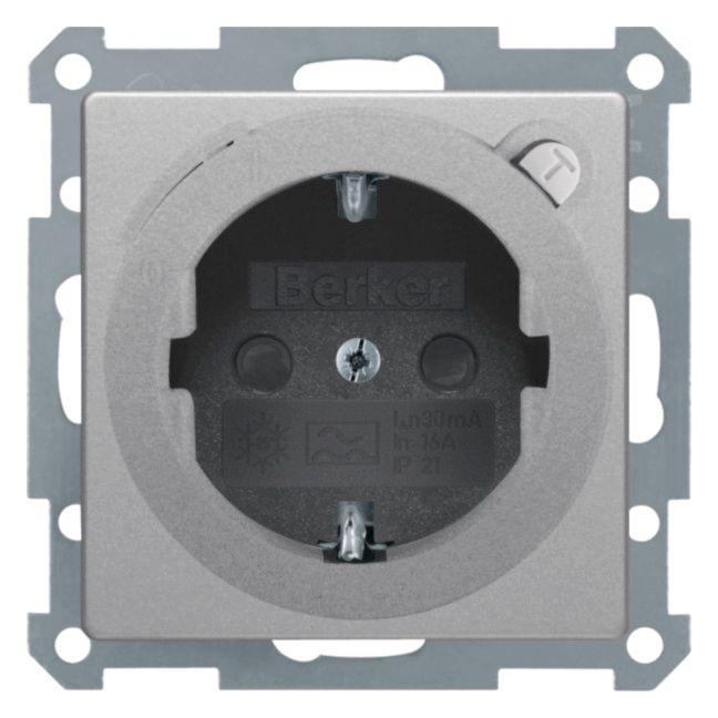 Berker 47086084 Steckdose SCHUKO+Fi u.erh.BS Q.1/Q.3 alu samt lackiert
