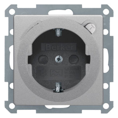 Berker 47086084 Steckdose SCHUKO+Fi u.erh.BS Q.1/Q.3 alu samt lackiert