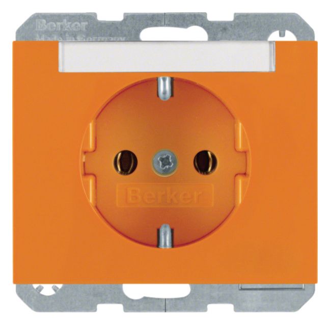 Berker 47397014 Steckdose SCHUKO m.B-feld K.1/K.5 orange glänzend