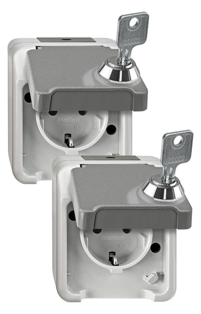 Mert MEG 2418-8029 SCHUKO-Steckdose lichtgrau m.BRS abschl.2gleich AQUASTAR