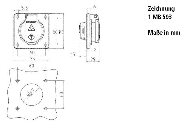 Mennekes 11031F Anbaudose SCHUKO blau 16A 2p+PE 230V IP54 m.Klappd. Einf.unten