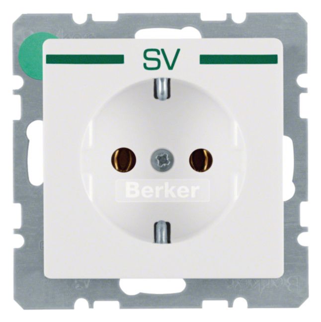 Berker 47436039 Steckdose SCHUKO m.Aufdruck Q.1/Q.3 polarweiß samt