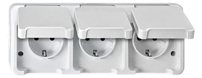 Mert MEG 2390-8019 SCHUKO-Dreifach- Steckdose polarweiß waag. m.BRS AQUASTAR