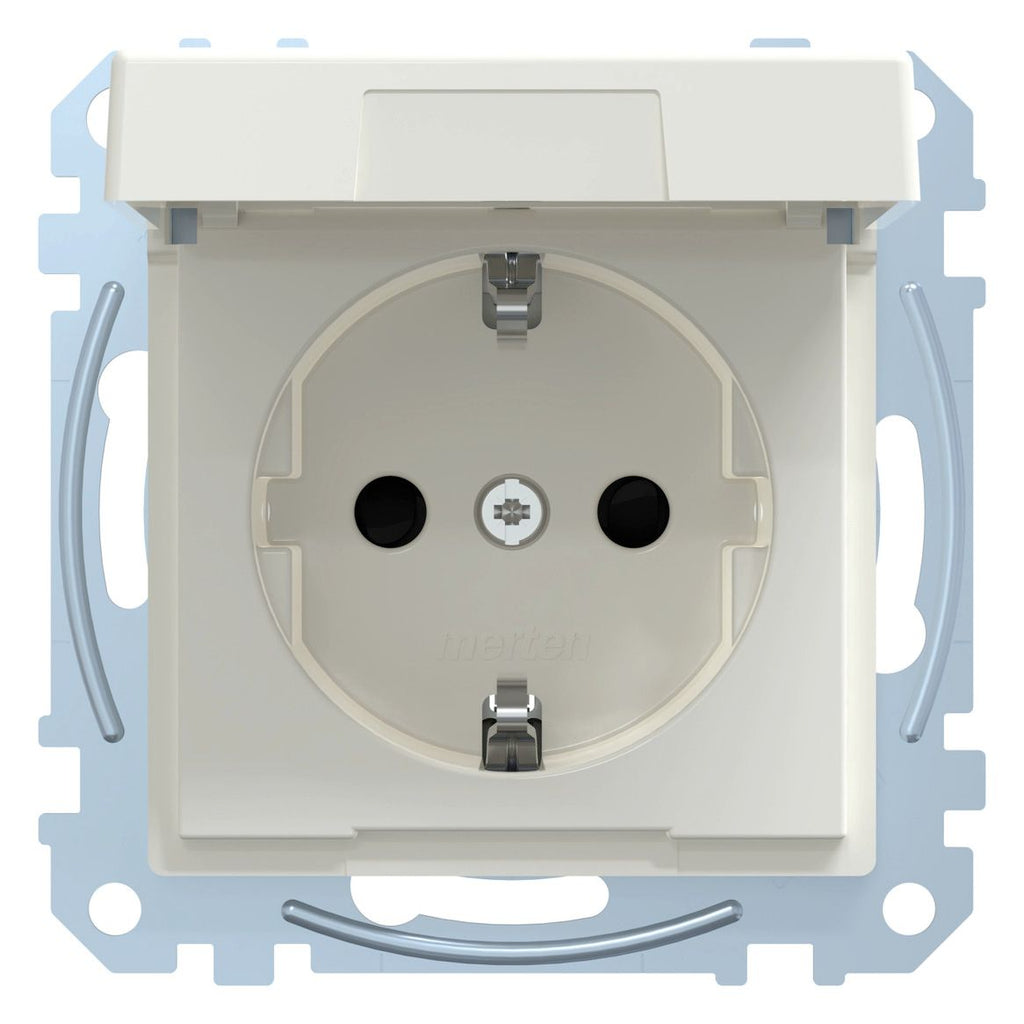 Mert MEG 2310-0319 SCHUKO-Steckdose BRS m.Klappdeckel StK polarweiß glänz. Sys.M