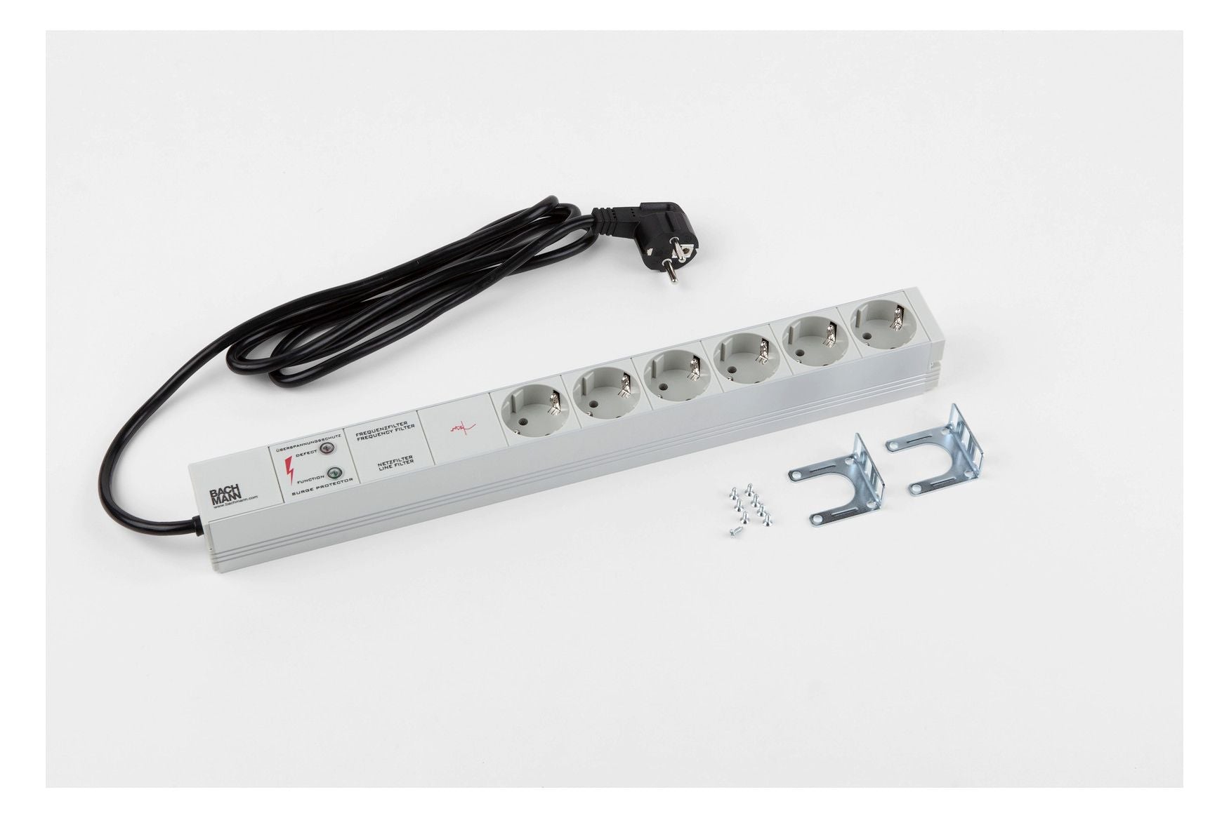 Bachmann 333.402 19" 1HE 6xSchuko 1xGVS Strom 2m Schuko
