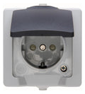 Kopp 107856005 NAUTIC Schuko Steckdose Klappd.erh.Ber.schutz grau