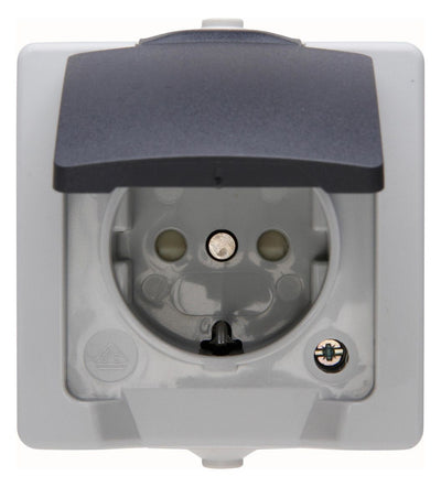 Kopp 107856005 NAUTIC Schuko Steckdose Klappd.erh.Ber.schutz grau