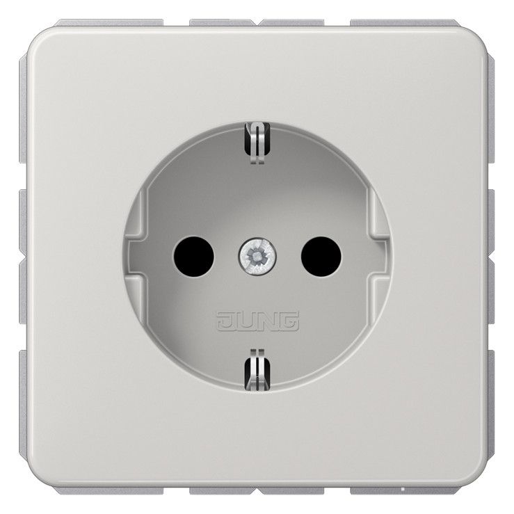 Jung CD1520BFKILG SCHUKO Steckdose erh.Ber.schutz bruchsicher lichtgrau