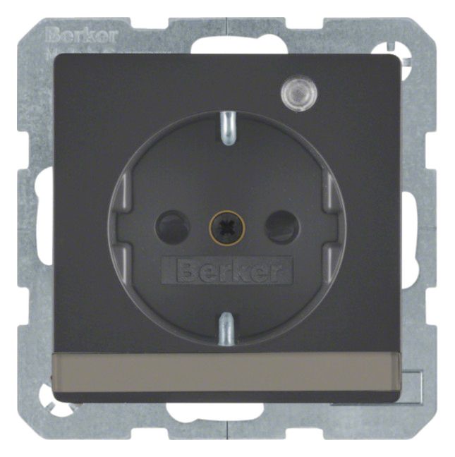 Berker 41106086 Steckdose SCHUKO+LED Kontr. B-feld+erh.BS Q.1/Q.3 anthr.samt