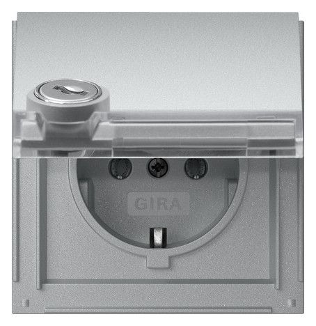 GIRA 446765 SCHUKO-Steckdose Klappdeckel Schloss sortiert+BSF TX_44 Farbe Alu