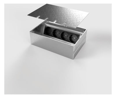Bodensteckdose 8804E 4x Schuko Edelstahl gebürstet 8804E-1-1