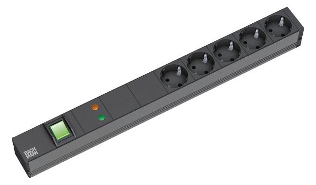 Bachmann 333.537 19" 1HE 5xSchuko 1xGVS Strom 2m Schuko