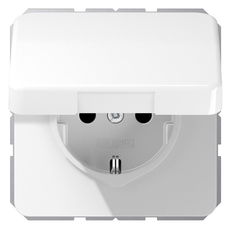 Jung CD1520NBFKLWW SCHUKO Steckdose o.Kralle Klappdeckel bruchsicher alpinw.