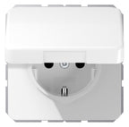 Jung CD1520NBFKLWW SCHUKO Steckdose o.Kralle Klappdeckel bruchsicher alpinw.