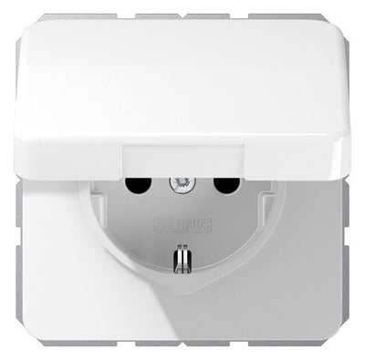 Jung CD1520NBFKLWW SCHUKO Steckdose o.Kralle Klappdeckel bruchsicher alpinw.