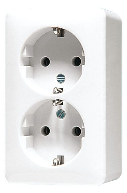 Jung 6020KIAWW AP-SCHUKO Steckdose 2fach erh.Ber.schutz 61x102x47 AP600 alpinweiß