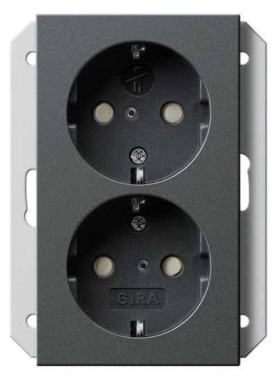 GIRA 273128 SCHUKO-Doppelsteckdose SH f.UP-Dose 1f System 55 Anthrazit