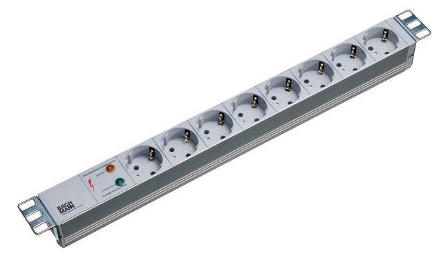 Bachmann 333.404 19" 1HE 8xSchuko 1xÜSS Strom 2m Schuko