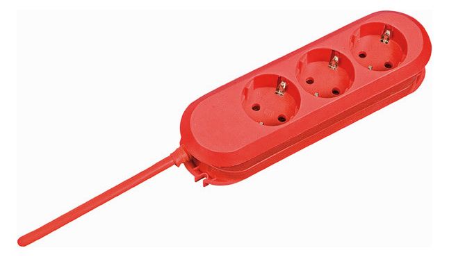 Bachmann 388.371 Tischsteckdose 3xSchuko rot Strom 3m Schuko