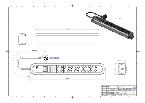 Bachmann 331.013 PRIMO 6xSchuko ÜSS 1xSchalter Strom 1,75m Schuko