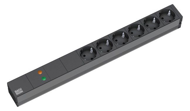 Bachmann 333.536 19" 1HE 6xSchuko 1xGVS Strom 2m Schuko schwarz