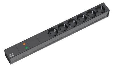 Bachmann 333.536 19" 1HE 6xSchuko 1xGVS Strom 2m Schuko schwarz