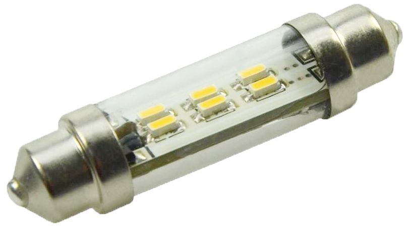 S&H 34019 LED-Soffitte 3SMD Ø10mmx42mm S8,5 10-30VDC 10-18VAC 0,5W 6000K 125°