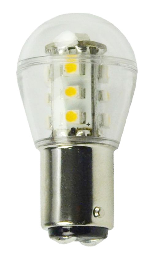 S&H 33827 LED Kugelform 15SMD 25x48mm BAY15d 10-30VDC 10-18VAC 1,6W 2700K dim