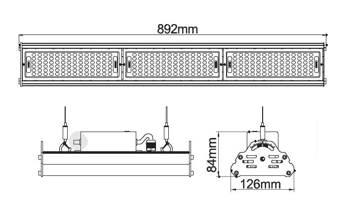 S&H 90350 LED Hallenstrahler Balken 925x135,4x84mm 100-277V 150W 18750Lm