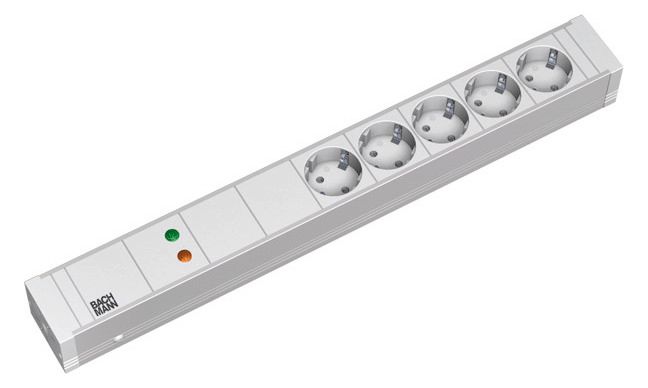 Bachmann 333.002 19" 1,5HE 5xSchuko 1xGVS Strom 2m Schuko
