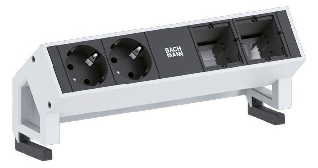 Bachmann 902.411 DESK2 2xSchuko 2xABD Strom 0,2m GST18 Inox lackiert