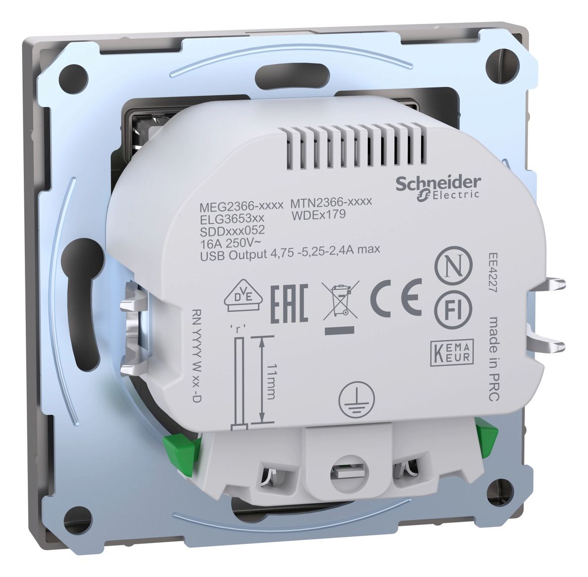 Mert MEG 2366-6050 Schuko-Steckdose m.USB Ladegerät Nickelmetallic