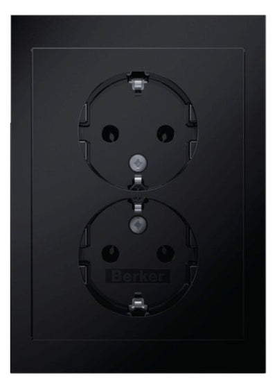 Berker 47742245 Doppelsteckdose SCHUKO m Abdeckplatte Berker R.3 schwarz