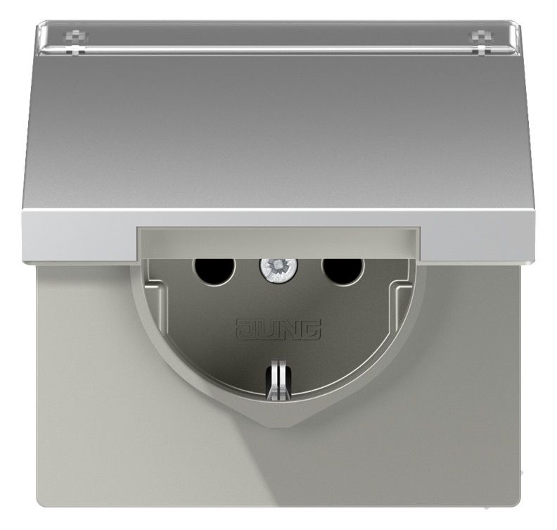 Jung AL1520NAKL SCHUKO Steckdose Klappdeckel Schriftfeld LS Aluminium
