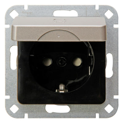 Kopp 914920000 HK02 Schuko Steckdose Klappd.erh.Ber.schutz stahl