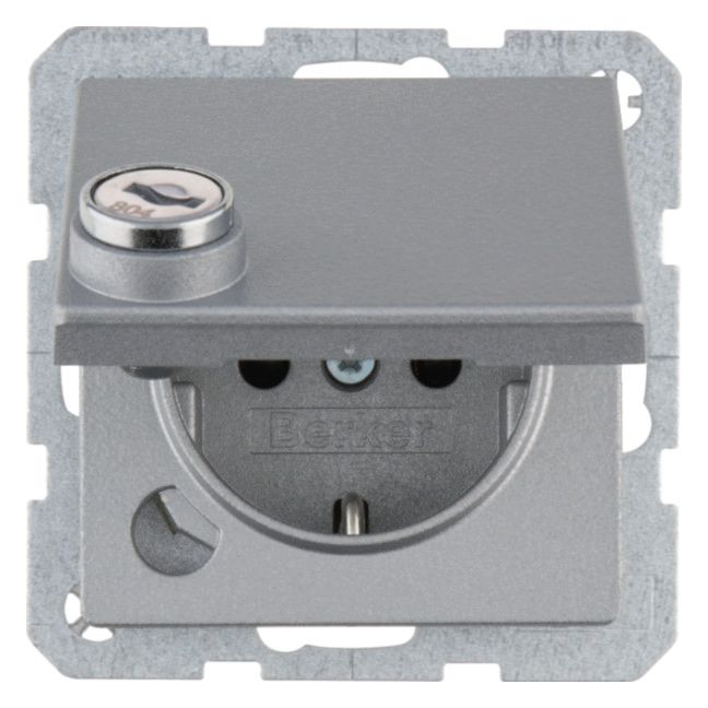 Berker 41636084 SCHUKO Steckdose m.Schraub-Liftklemmen Klappd.Schloss