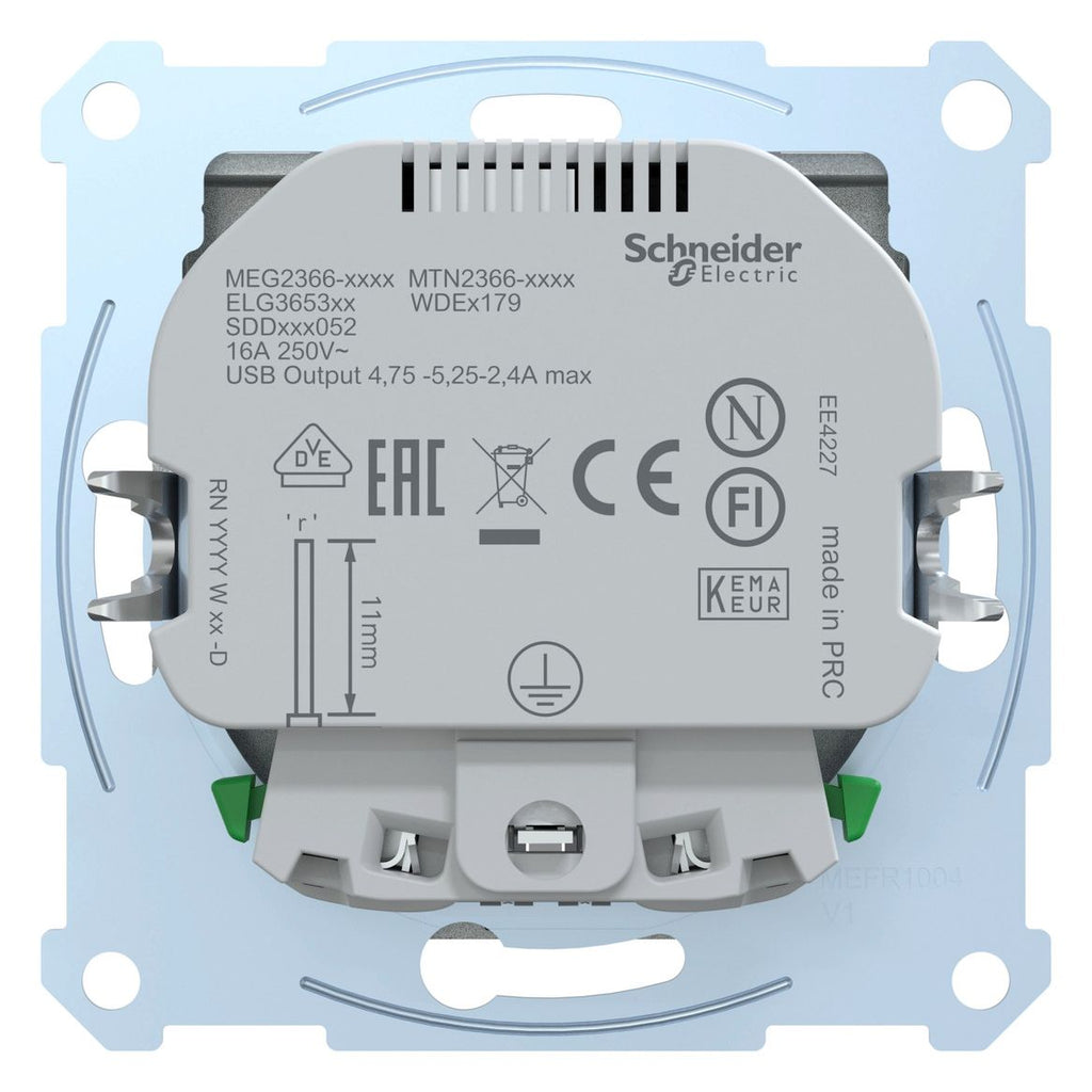 Mert MEG 2366-0460 Schuko-Steckdose m.USB Ladegerät aluminium