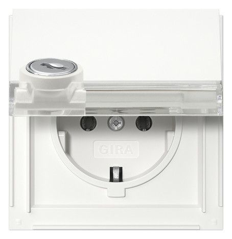 GIRA 456966 SCHUKO-Steckdose Klappdeckel Schloss gleich+BSF TX_44 Reinweiß
