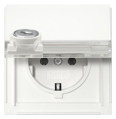 GIRA 456966 SCHUKO-Steckdose Klappdeckel Schloss gleich+BSF TX_44 Reinweiß