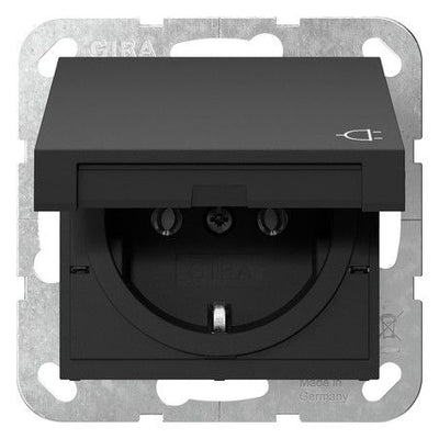GIRA 4454005 SCHUKO-Steckdose Klappdeckel System 55 Schwarz matt(lack)