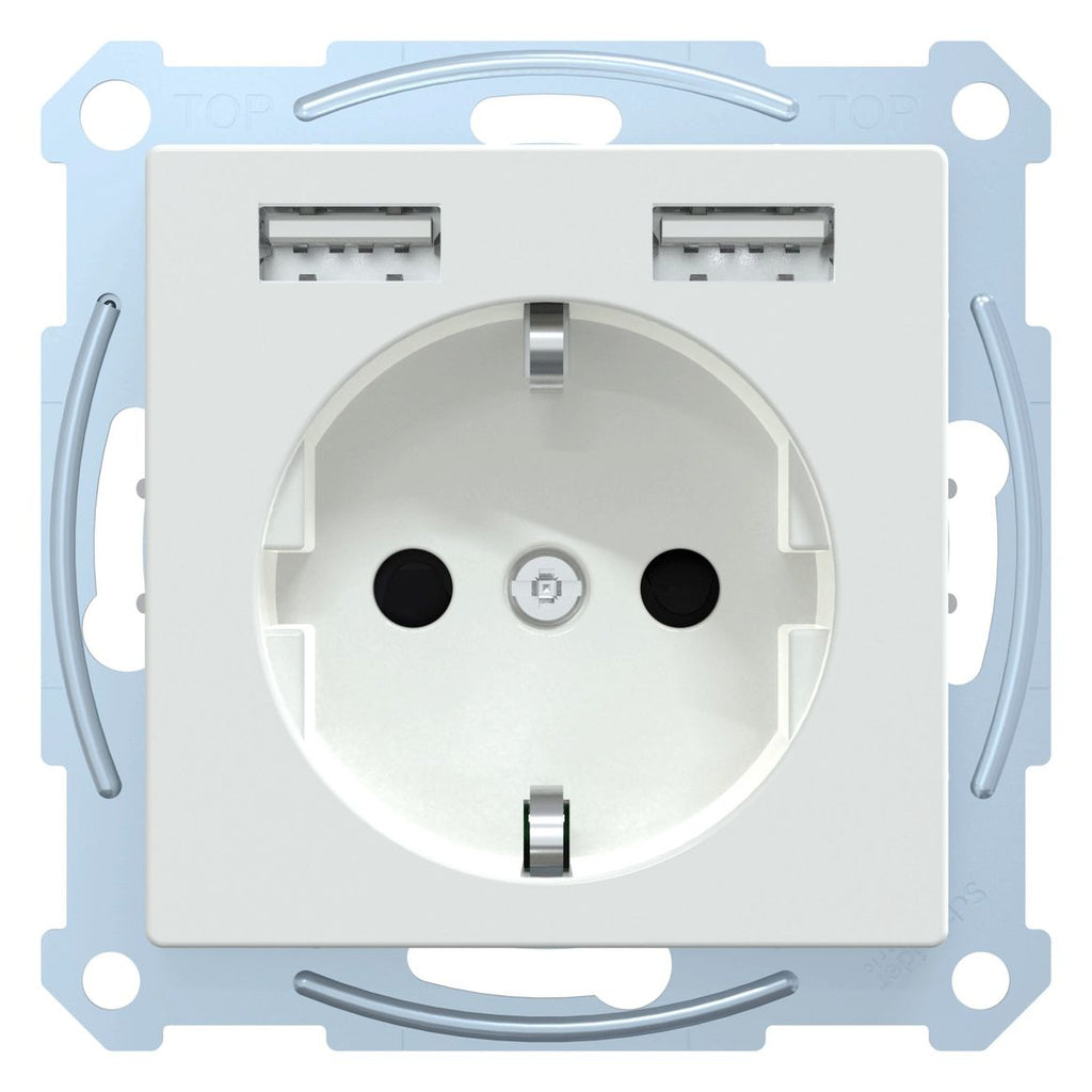 Mert MEG 2366-0325 Schuko-Steckdose m.USB Ladegerät aktivweiß glänzend