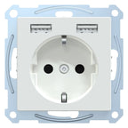 Mert MEG 2366-0325 Schuko-Steckdose m.USB Ladegerät aktivweiß glänzend