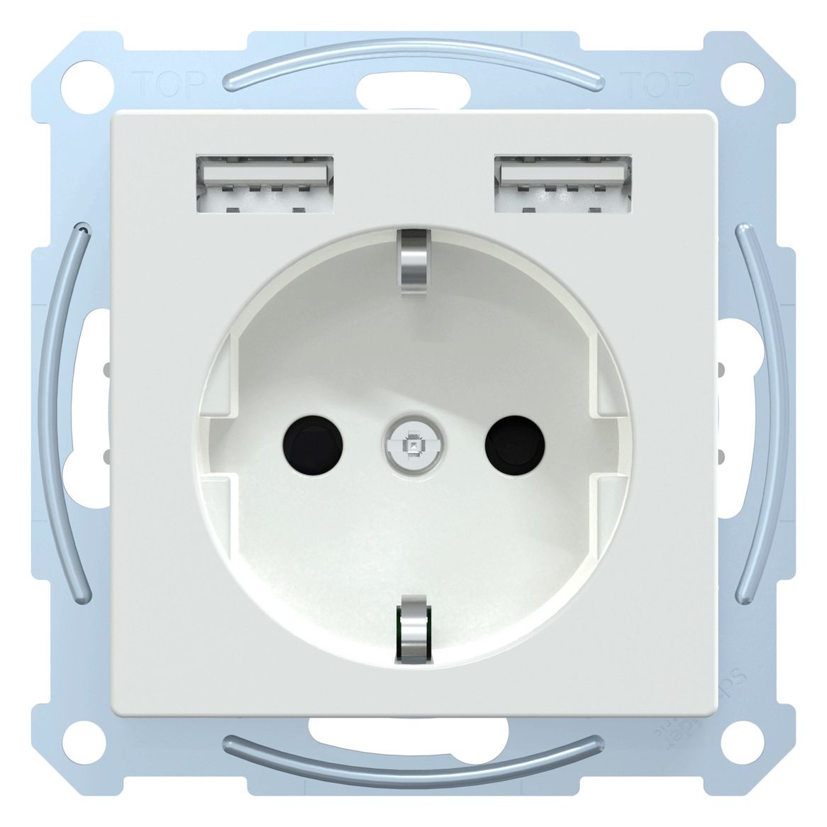 Mert MEG 2366-0325 Schuko-Steckdose m.USB Ladegerät aktivweiß glänzend