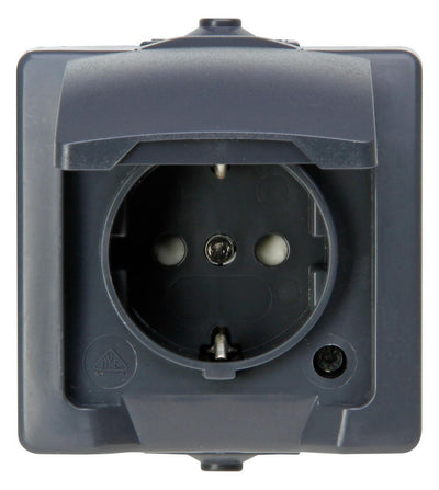 Kopp 107815006 NAUTIC Schuko Steckdose Klappd.erh.Ber.schutz anthrazit