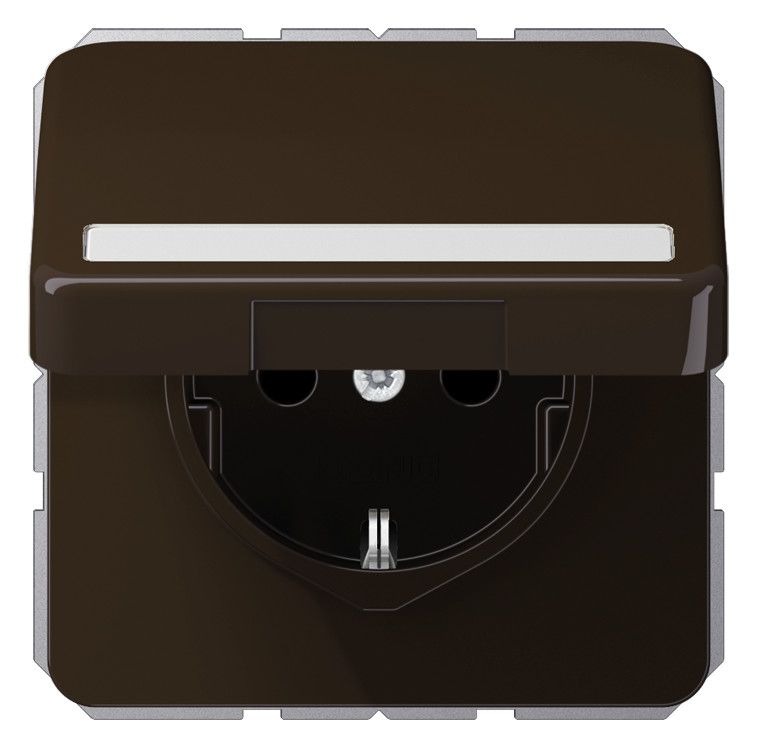 Jung CD1520BFNAKLBR SCHUKO Steckdose Klappdeckel Schriftfeld bruchs. braun