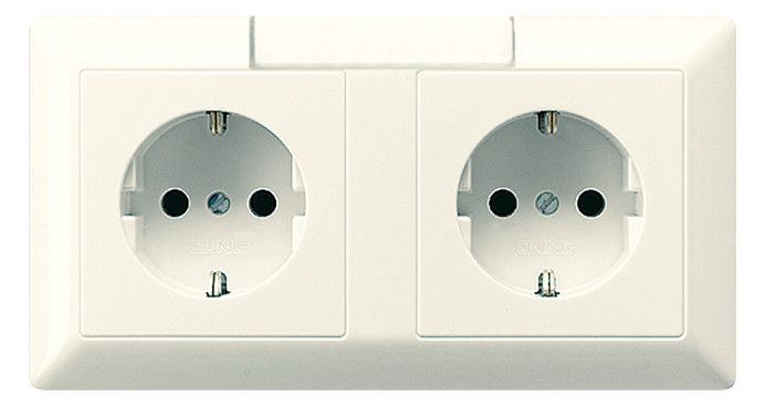 Jung AS1522NA Kabel-Kanal-SCHUKO- Steckdose 2fach NA weiß