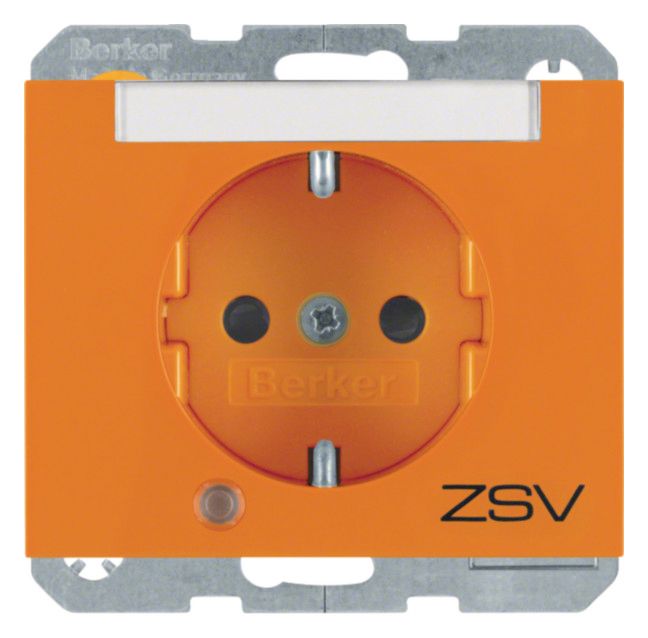 Berker 41107114 Steckdose SCHUKO+LED Kontroll B-feld+erh.BS K.1 orange glänz.