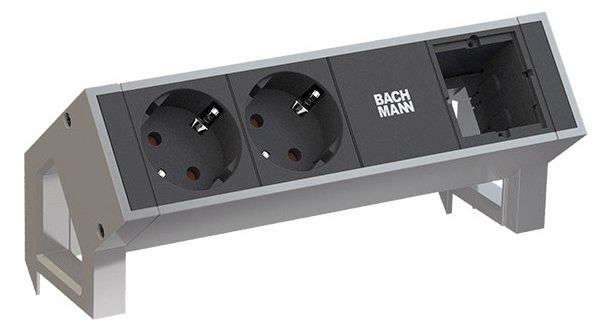Bachmann 902.403 DESK2 2xSchuko 1xABD Strom 0,2m GST18 Inox lackiert