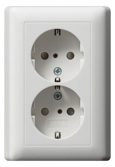 GIRA 078327 SCHUKO-Doppelsteckdose SH+ Vollplatte System 55 Reinweiß seidenmatt