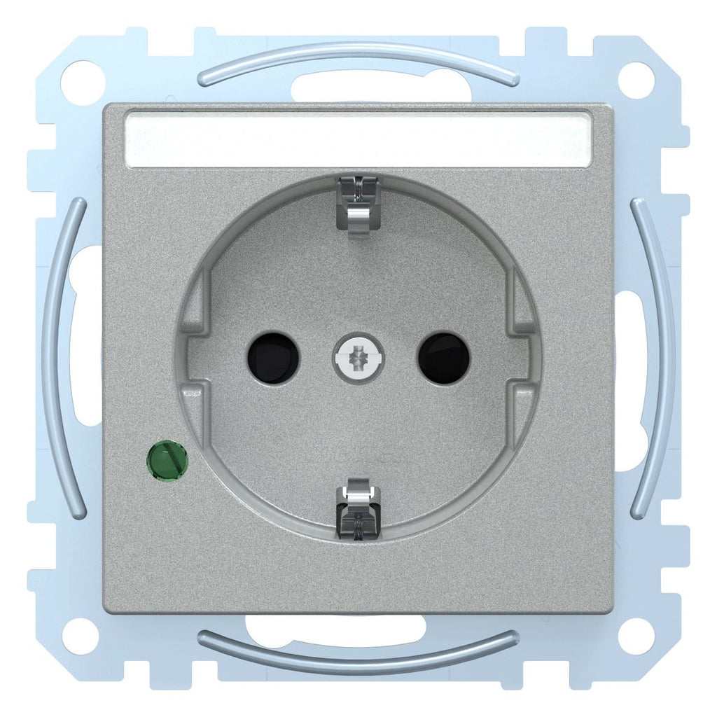 Mert MEG 2305-0460 SCHUKO-Steckdose BRS m.ÜSS+Schriftfeld StK aluminium System M